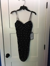 Macy’s Black Pearl Mini Prom Dress Size S Mesh Glitter Short Party Formal
