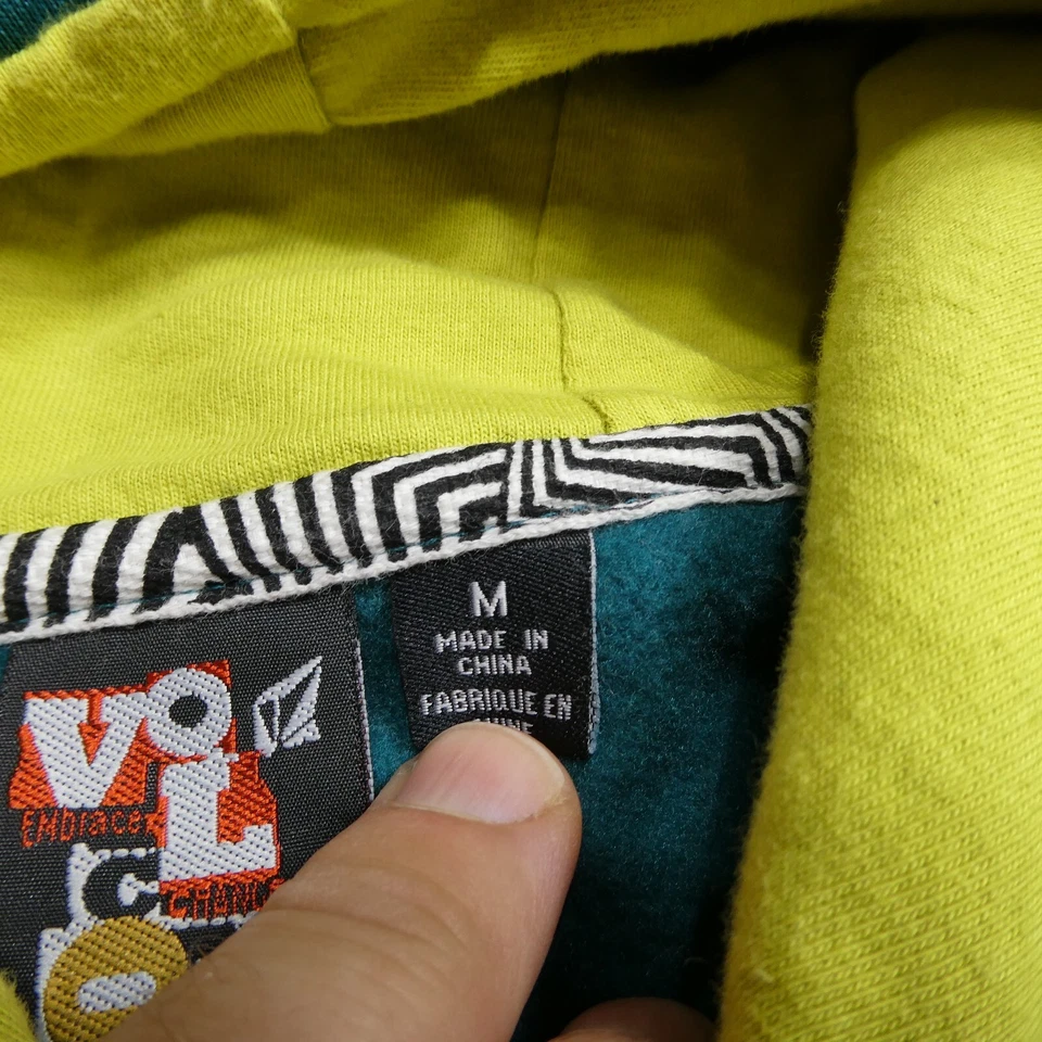 Volcom Sweater Adult Medium Green Hooded Sweatshirt Hoodie Mens Fleece Lined - Image 3 of 4