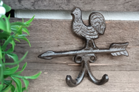 ❤️Wetter -Hahn Doppel Haken Garderobe Gusseisen Antiklook Bauernhof Landhaus❤️