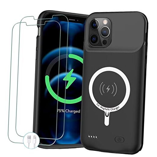 Battery Case for iPhone 12 Pro Max, Newest 10800mAh Portable Protective Black