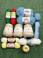 Lot Mixed Yarn Assorted Colors Brands - New & Used - White, Blue, Green