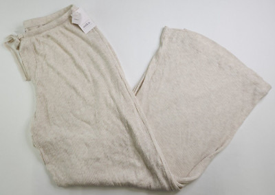 Auden Womens Solid Oat Cozy Ribbed Wide Leg Sleep Pants Size XL Lightweight