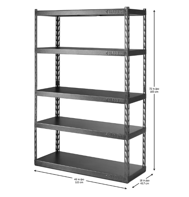 Gladiator GarageWorks 48inch EZ Connect 5shelf Rack 48" w x 72" H X 18" D eBay
