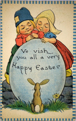 AK Helle Frohe Ostern Holländisch Kinder Junge Mädchen Hase Häschen großes Ei 1913