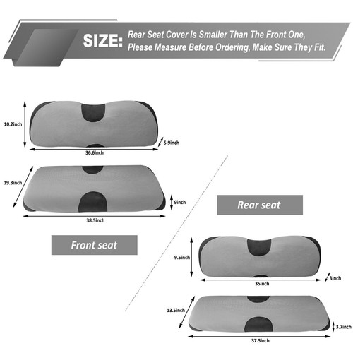 Golf Cart Seat Cover Set for Club Car EZGO Yamaha Golf Cart Front Rear Protector - Picture 15 of 15
