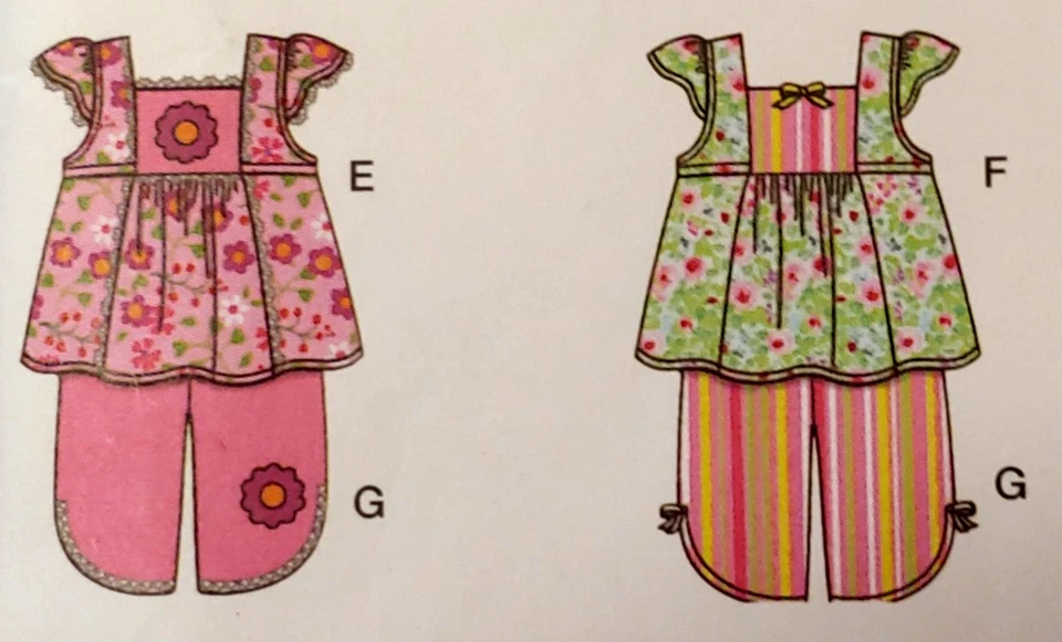 Simplicity 2985 Babies dress in two lengths, Top, Cropped Pants, Panties xxs-L - Image 4 of 4