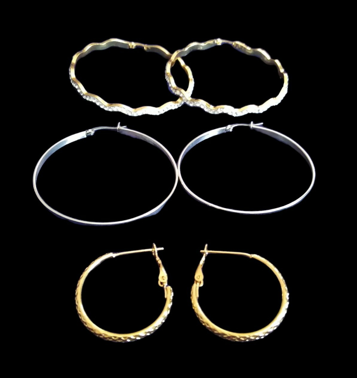Hoop Earrings set of 3 Pair Stainless Steel Hoop Earrings-image