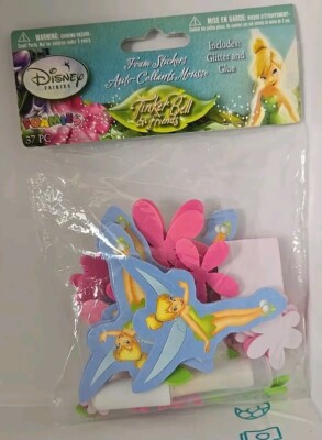 Disney Fairies Tinker Bell Wall Decorations Foam Shapes & sticker w/ Glitter NEW