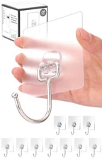 10-Pack All-Purpose Large Adhesive Hooks for HangingBanana HookHeavy Duty Adh...