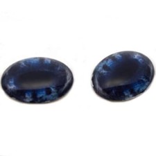 Pair Dark Blue Black Horse Inspired Oval Glass Eyes