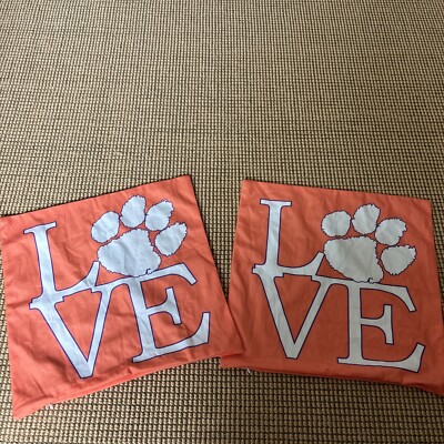 NCAA Team Logo Clemson Tigers Throw Pillow Case 17''x17'' Zip Closure Set of 2 H30