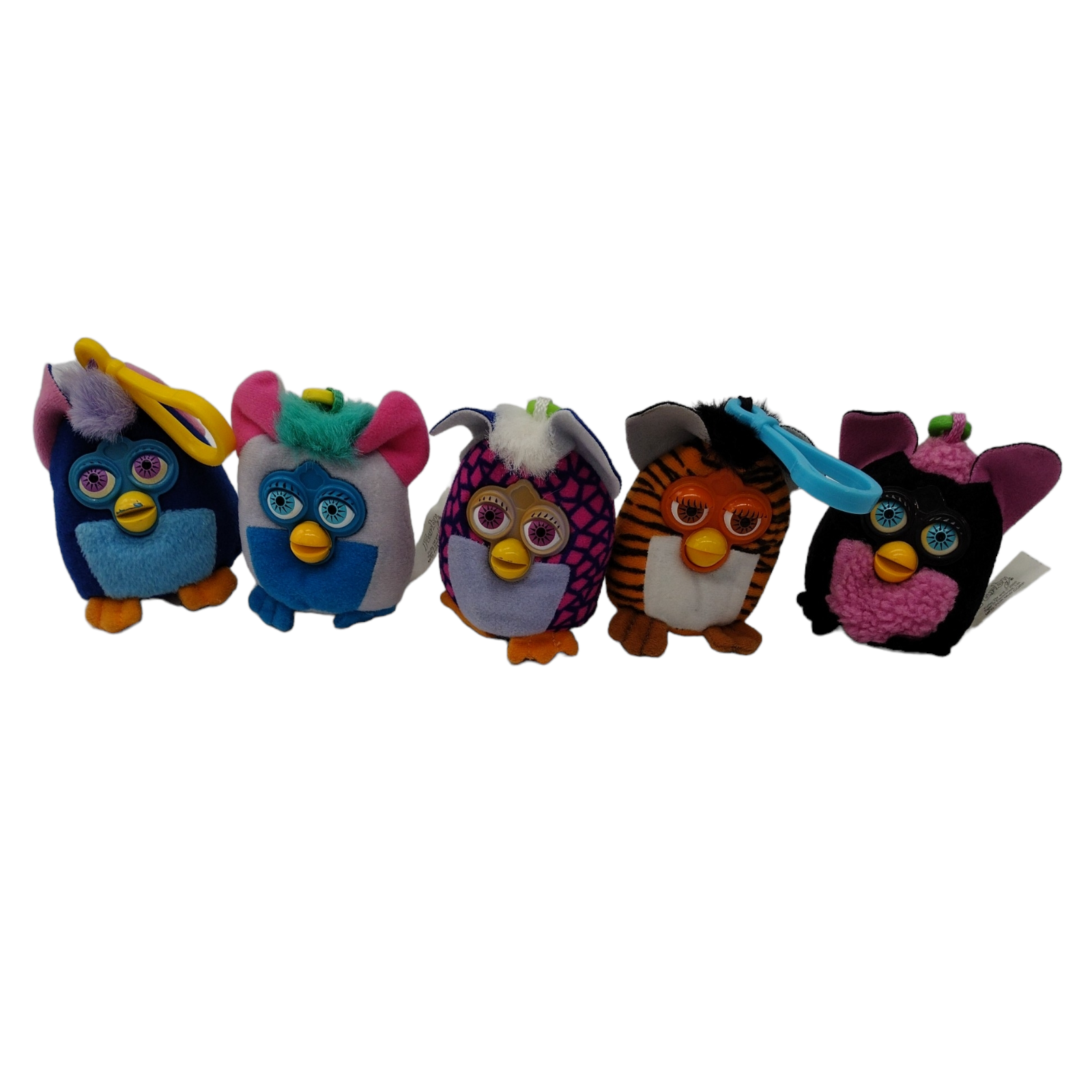 McDonald's Furby Plush Furbies Backpack Clips Tiger Striped LOT of 5