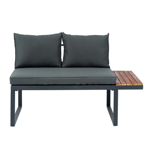 4 Piece L-Shaped Patio Wicker 5-Seater Sectional Conversation Sofa Sets w Table - Picture 13 of 20