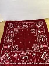 Vintage Levi's Western Cowboy Cotton Wash Fast Red Pink Bandana 1950s USA