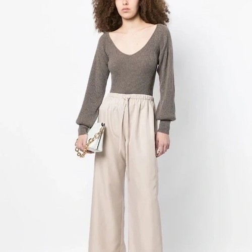 Suéter de punto REFORMATION Hart Cashmere acanalado cuello en V tejido pequeño - Imagen 16 de 19