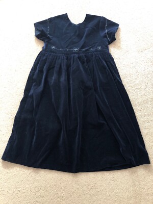 Stunning Navy Blue GIRLs mothercare VELVET W GOLD EMBROIDERY DRESS 7-8y  PARTY | eBay