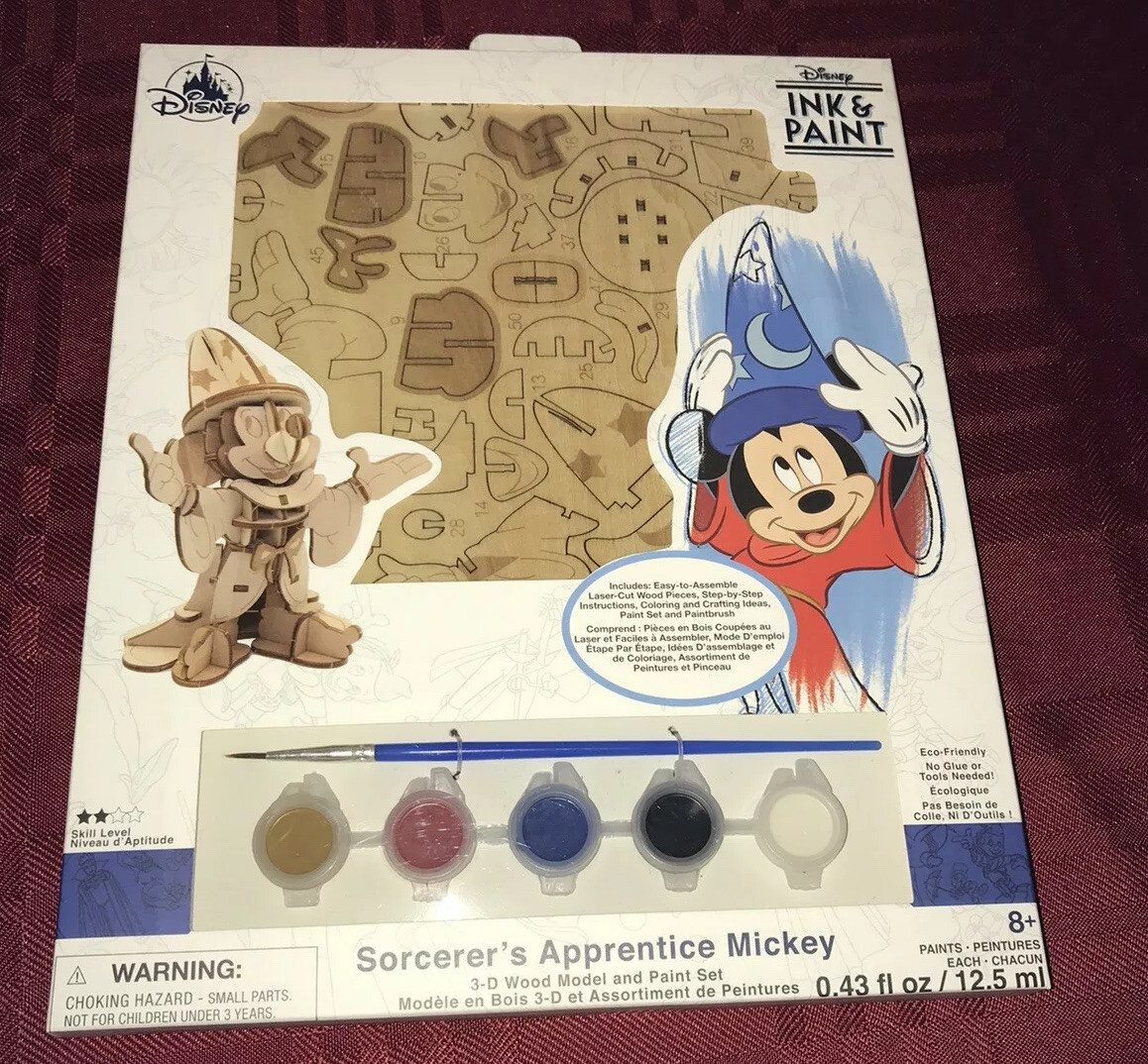 Disney Parks Ink & Paint Sorcerer Mickey Mouse wooden model and