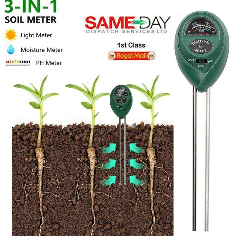 Kit medidor de luz de humedad probador de pH de suelo 3 en 1 para plantas de jardín flor