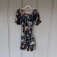 CITY CHIC Floral Mini Dress Size 12 Jungle Night Off the Shoulder Tiered Preppy