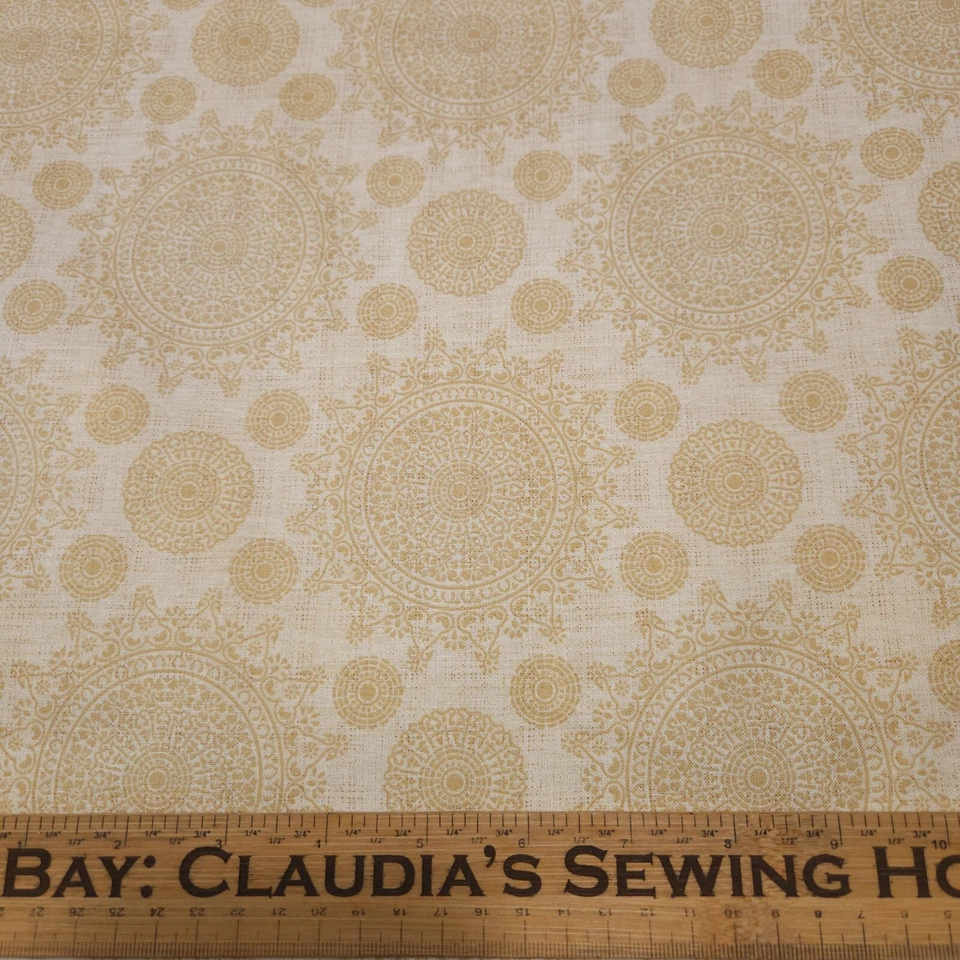 Thimble Pleasures BTY Dan Morris Quilting Treasures Tan Beige Medallion - Image 2 of 3