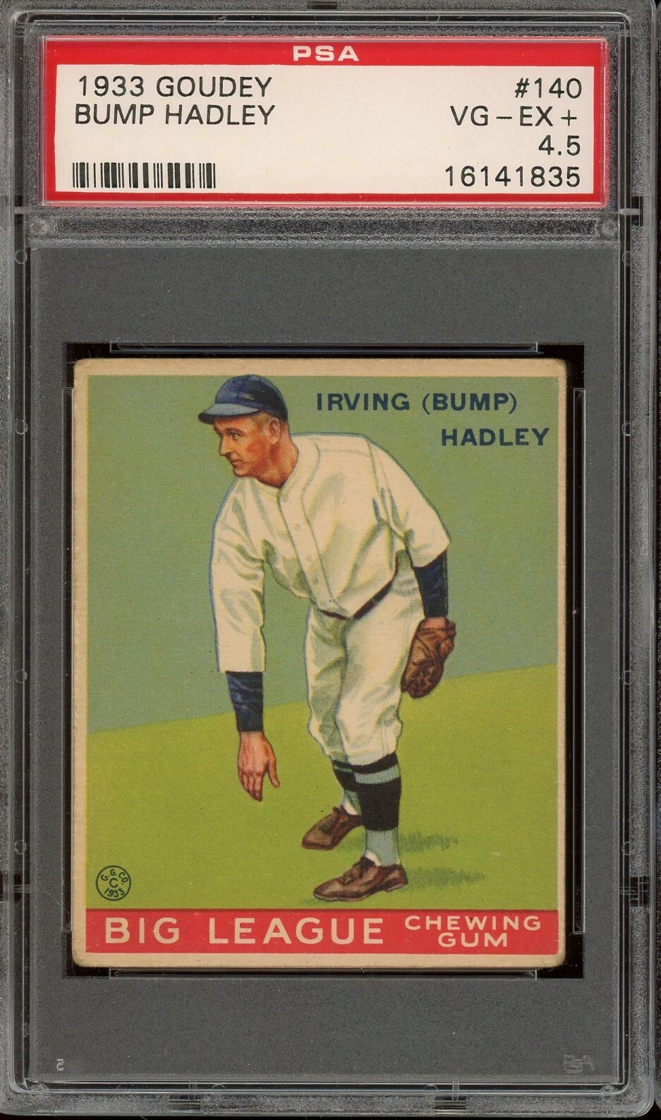 1933 Goudey Baseball #140 Bump Hadley PSA 4.5