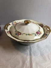 C Arenfeldt Limoges France Depose Covered Double Handled Vegetable Bowl
