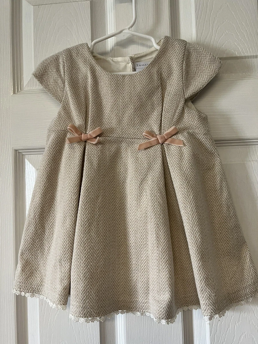 Tahari Girls Size 3T Short Sleeved Beige Gold Dress eBay
