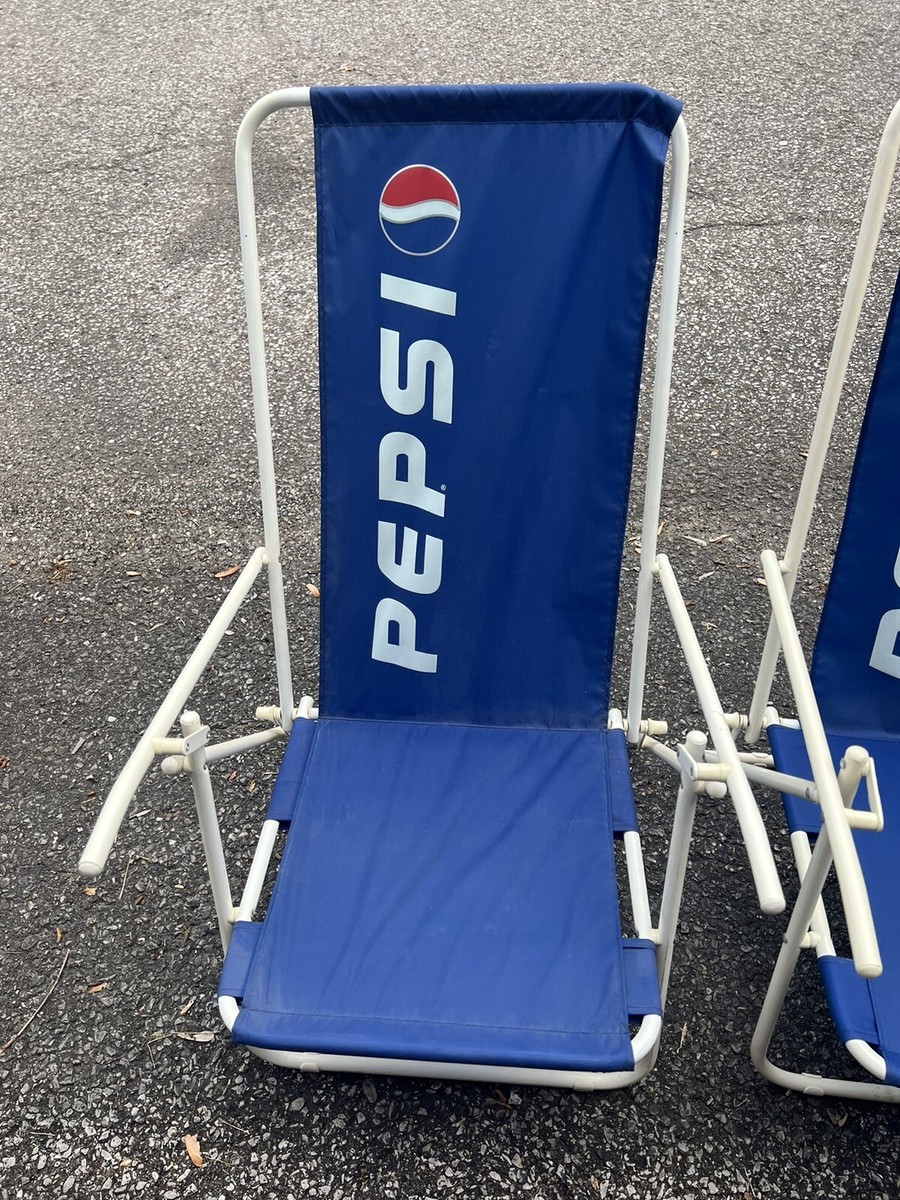 PEPSIビンテージ　椅子 Vintage 1995 Pepsi Advertising Blue Folding Beach Lawn