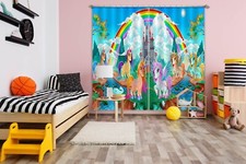 3D Rainbow Castle Unicorn ZHUA443 Photo Curtain Window Blockout Fabric Amy 2023