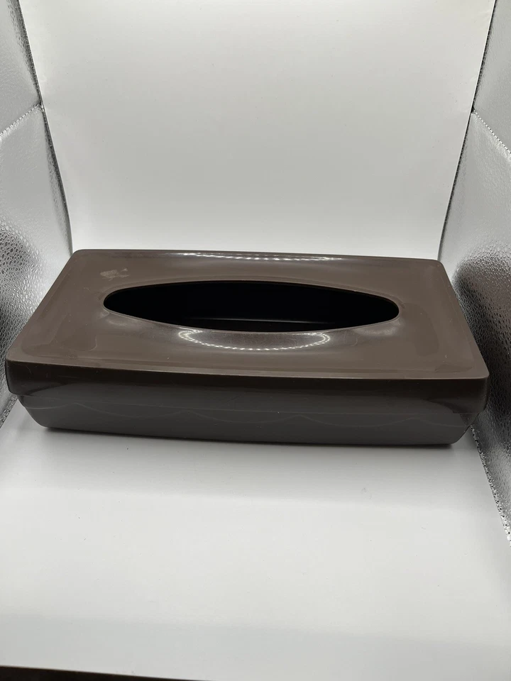 Cubierta porta pañuelos vintage de plástico rojo caqui Londonware Inc decoración retro 2 piezas Foto 3 de 4