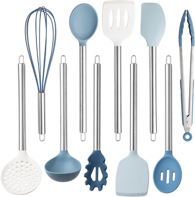 COOK with COLOR Silicone Cooking Utensils, Kitchen Utensil Set, Easy to Clean Si
