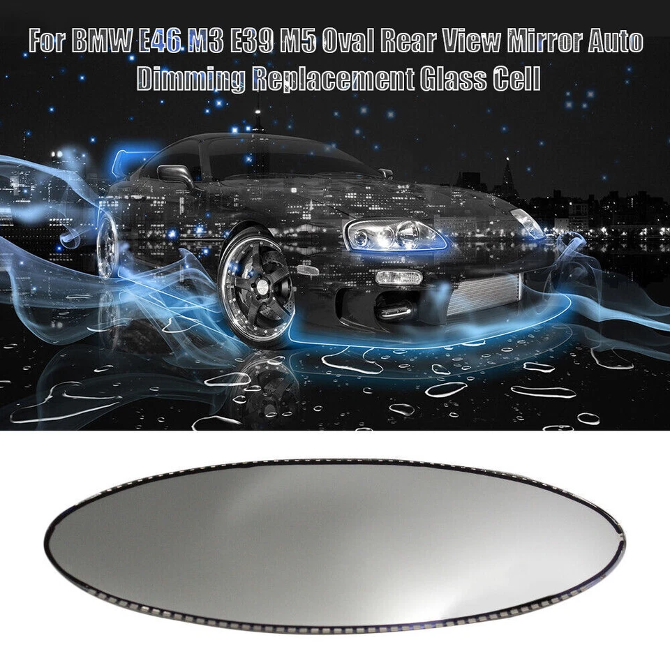 For BMW E46 M3 E39 M5 Oval Rear View Mirror Dimming Replacement Glass Cell New - Image 3 of 4