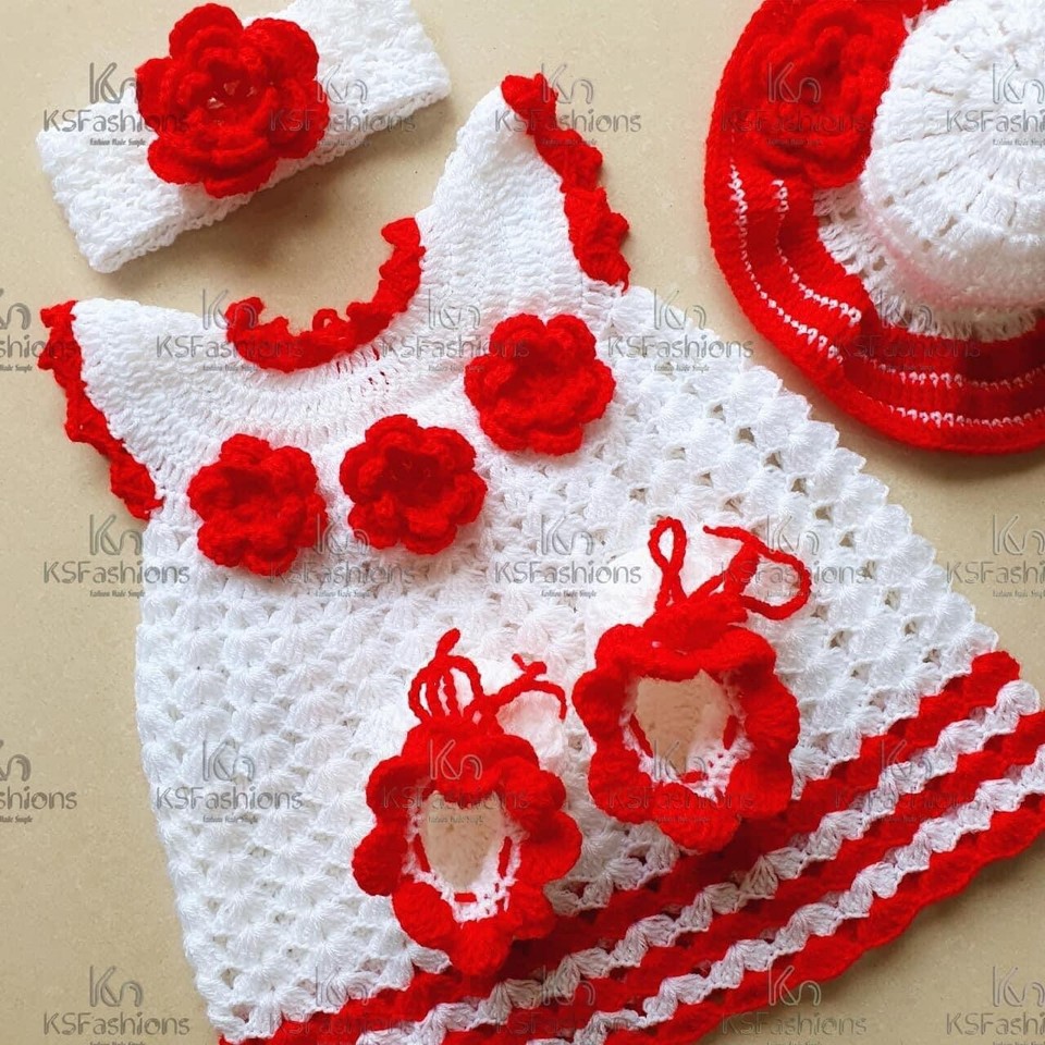 New Born Baby Girl Heavy Winter Dress Crochet