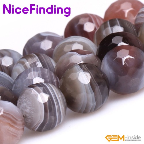 Natural Botswana Agate Round Faceted Beads Jewelry Making 15'' 6mm 8mm 10mm 12mm - Picture 26 of 30