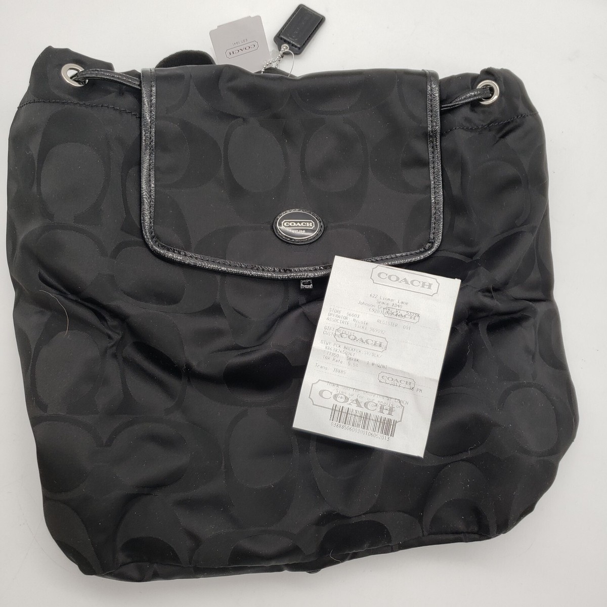 COACH Getaway Black Signature Nylon Packable Backpack EUC #F77350 NWT Coach Getaway Signature Nylon Black Packable Backpack  main image 3