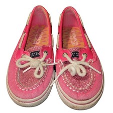 Sperry Top-Sider Loafers Pink Shoes Leopard Girls Size 11M Biscayne Glitter Lace