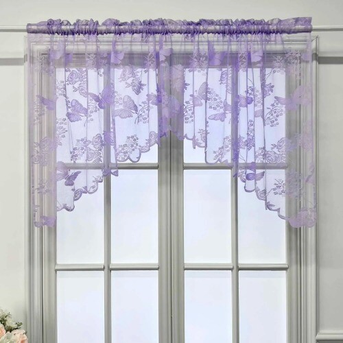 Bestickte Schmetterling Volant Gardine kleines Fenster Halb Gardinenstange Tasche - Bild 5 von 26