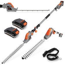 Terratek 20V Hedge Trimmer Cordless Electric 2.4m Long Reach Cutter 2 Batteries