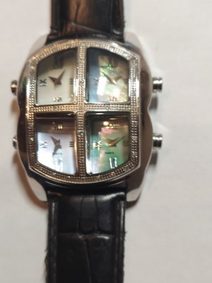 techno com by kc diamond watches 4 Zone PARIS,LONDON,TOKYO,NEW YORK Mens All S.S