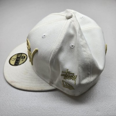 Stussy X New Era Men Baseball Cap 7 5/8 White Flat Fitted