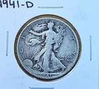 1941-D Walking Liberty Half Dollar Circulated XF Details 90% Silver #CWLK41D001