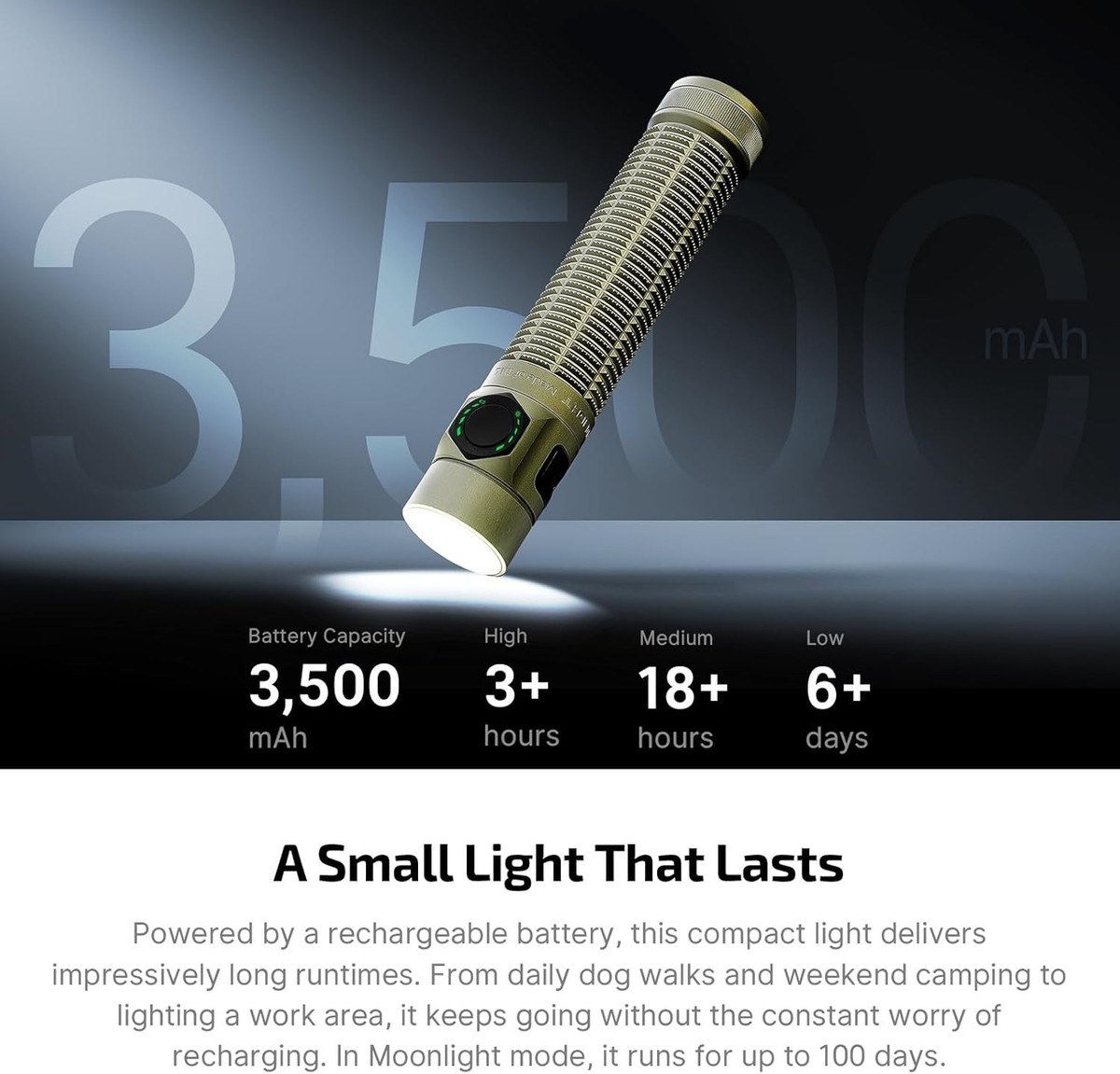 Olight Baton Ultra 1800Lm Olive Green Dual Switches Flashlight