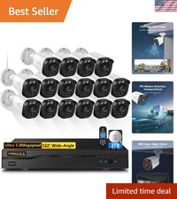 Waterproof 5MP Wired Security Camera System - 16 Cameras, 3TB Storage
