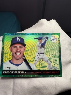 2025 Topps Chrome Platinum Freddie Freeman Toile Green Refractor /99 Dodgers