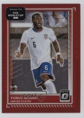 2025 Donruss Road to FIFA World Cup Optic Red Prizm 1/199 Yunus Musah #20 1bi3