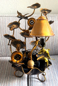 Table Top - Copper Water Wheels Fountain - Feng Shui Sphere - Dolphin Theme Lamp