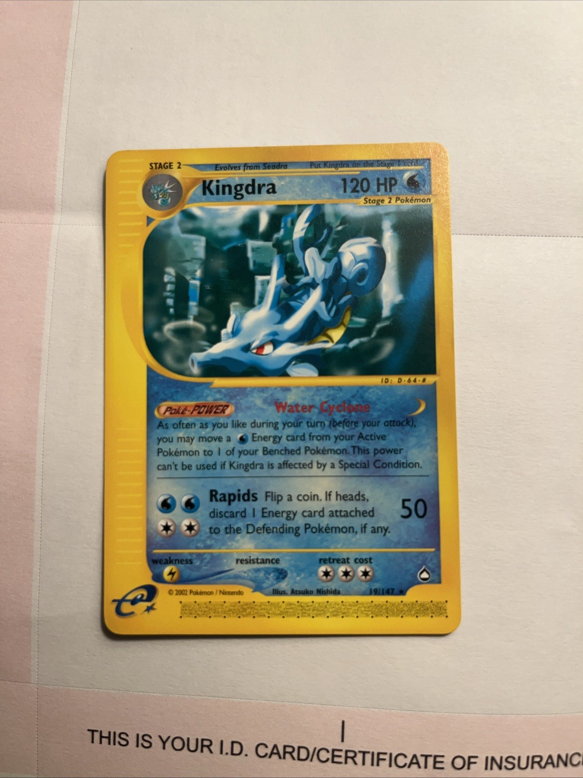 KINGDRA - 19/147 - Aquapolis - Rare - Pokemon Card - NM-MINT 