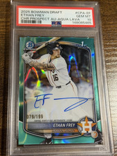 ETHAN FREY 2025 Bowman Draft #CPA-EF 1st Aqua Lava Refractor Auto /199 PSA 10