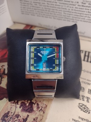 Vintage Men's Seiko Pulsar Spoon Wristwatch w/ Turquoise Dial - V733-8A70