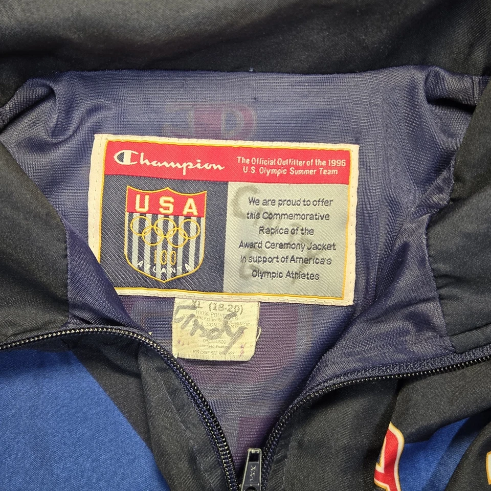 Chaqueta de Pista De Colección 1996 Champion Team EE. UU. Juegos Olímpicos de Atlanta, Star Youth XL 18/20 Foto 4 de 4